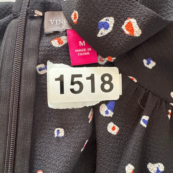 Vince Camuto Jumpsuit Women's M Black‎ Floral Design Sleeveless Front Tie - Picture 11 of 11